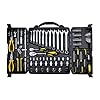 STANLEY STMT81243 110-Piece High Quality Multi-Toolkit containing Pliers, Spanners, Drivers, Sockets, Bits, Wrenches Ratchets for Home, DIY Professional Use, 1 Year Warranty, Yellow Black