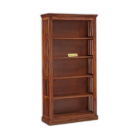 Book Shelf Wooden Contemporary Solid Bookshelf | Book Cabinet 5 Tier Books Rack for Study Room Multipurpose Open Shelf for Home, Office, School (Natural Finish)