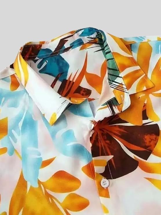Leriya Fashion Men Casual Rayon Relaxed Fit Shirt Button Down Summer Shirts for Men | Stylish Printed | Short Sleeve | Trendy