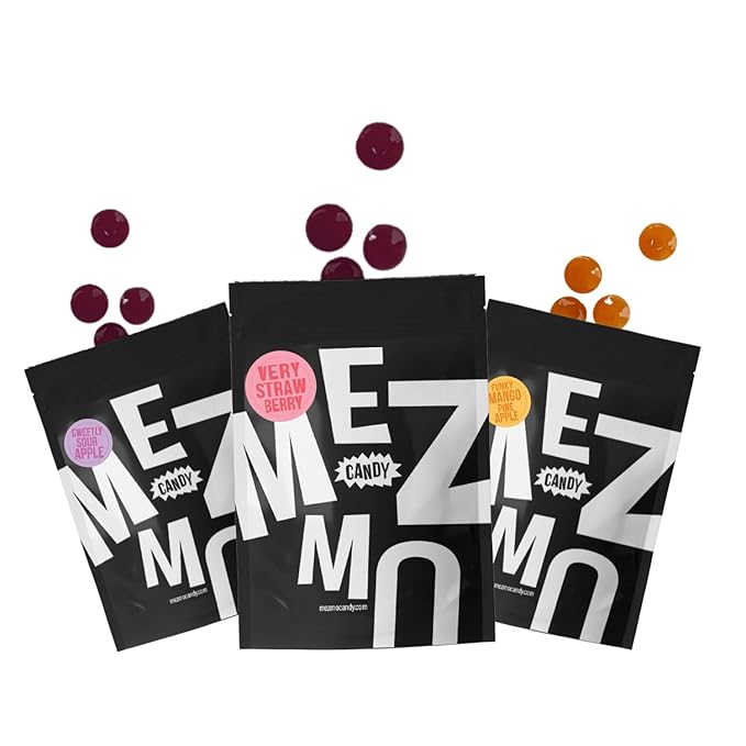 MEZMO soft jelly healthy n yummy candy with natural fruit sugar 108gms 36 jellies (Pack of 3) - Very Strawberry, Funky Mango Pineapple &amp;amp; Sweetly Sour Apple