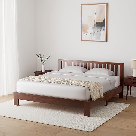 Without Storage Solimo Petra Solid Sheesham Wood King Bed (Teak Finish)