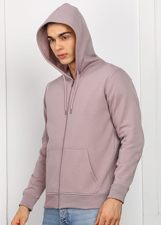 Alan Jones Clothing Men’s Solid Zipper Hooded Sweatshirt | Ribbed Hem, Lined Hood, Side Pockets, Durable Zip | Multiple Colors