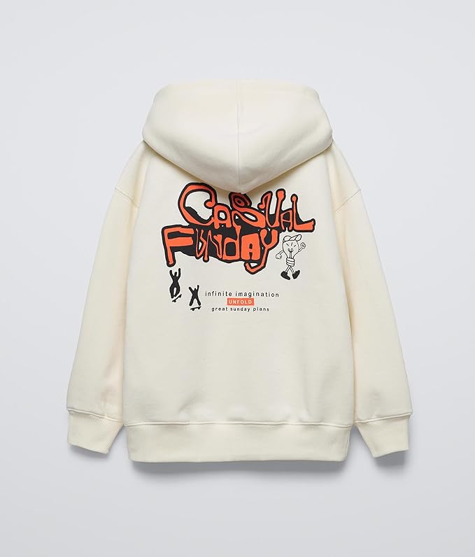 Alan Jones Clothing Boys Oversize Hoodie with Placement Print | Full Sleeve Sweatshirt for Kids &amp; Teens | Age 6-16 Years