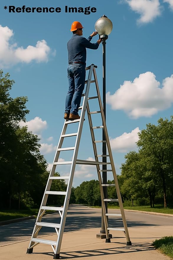 Venus 10ft Foldable Aluminum Platform Ladder | Medium Gauge Dual-Side Steps | Rustproof, Anti-Skid, Self-Supporting for Electrical &amp; Painting Jobs