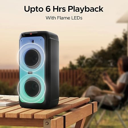 boAt Partypal 390/400 Speaker w/ 160 W Signature Sound, Karaoke with 2 Microphone Input Ports, Up to 6 hrs Playtime, EQ Modes, TWS Mode, Bluetooth v5.3, AUX &amp; USB Type-C Port, Space Black