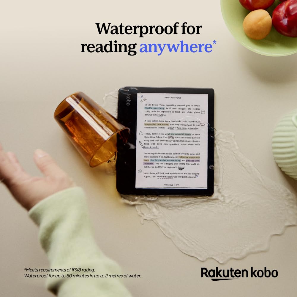 Kobo Libra Colour | eReader | 7” Glare-Free Colour E Ink Kaleido™ 3 Display | Dark Mode Option | Audiobooks | Waterproof | Black