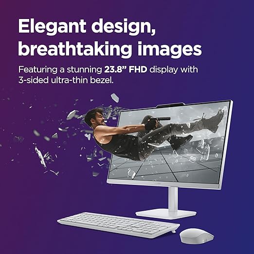 Lenovo A100 All in one Intel® N100 23.8 FHD (1920x1080) 3-Side Edgeless All-in-One Desktop (8GB/512GB SSD/Win11/MS Office 2024/5MP Camera/USB Calliope Keyboard Mouse) F0J6005FIN