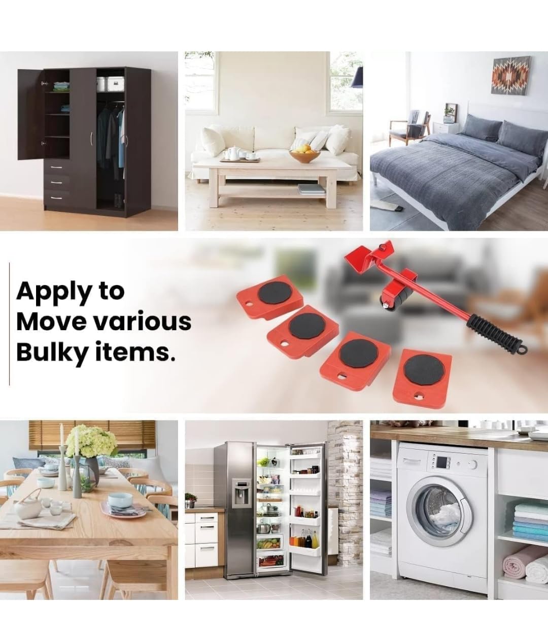 Furniture Lifter Mover Tool Set/Heavy Duty Furniture Lifter and Mover Tool/Moving Roller Wheel Set of 4 for Washing Machines Fridge Moving/Sofa Wardrobes moving/150 kg Loading Capacity