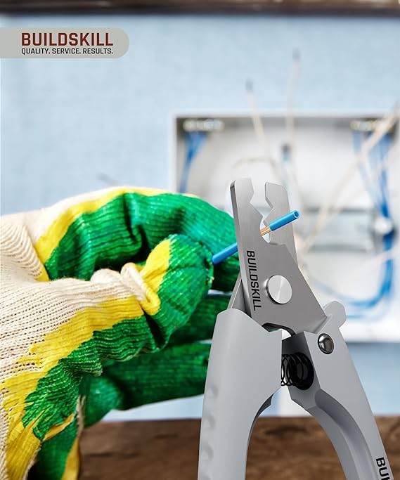 BUILDSKILL Wire Cutter and Stripper - Stainless Steel Electrical Tool for Electronics, Electrical tool for Industrial Home Use - Strips Wires in One Step, Sharp Edges, Comfortable Grip, Hang Hole