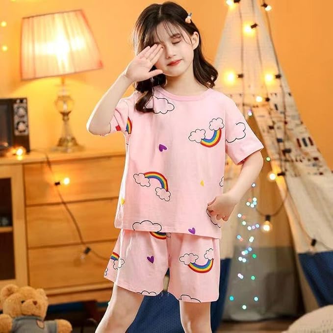 Girls Sets Children's Pajamas Girls PyjamasTeens Pajamas Teenager Sleepwear Strawberry Printed Nylon Homewear