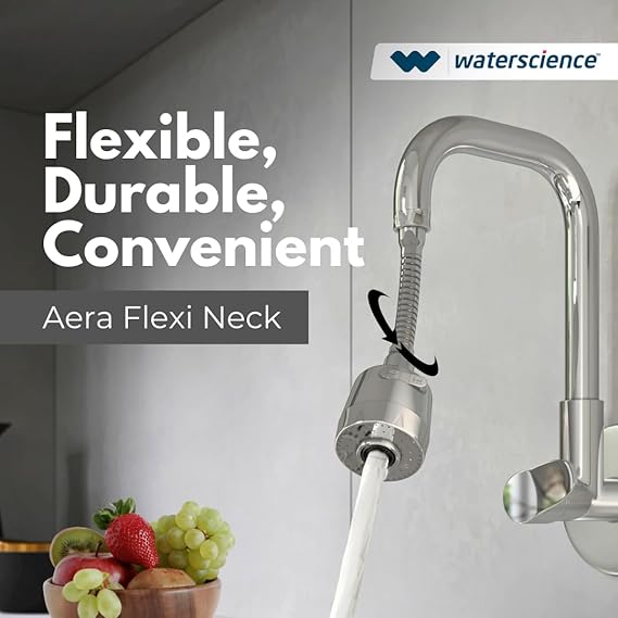 WaterScience Tap Extension for Kitchen Sink, 2 Flow Modes, Flexible Faucet Extender, Aerators for Water Tap, Upto 50% Water Saving - Flexi Neck