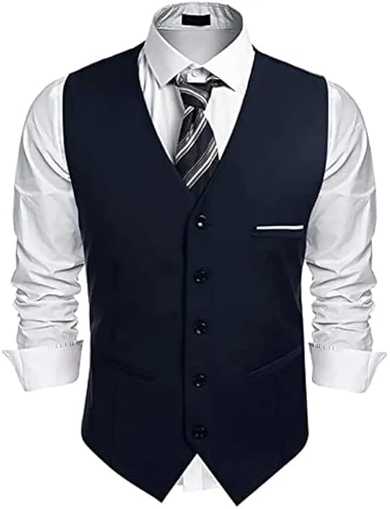 Men's Business Suit Vest Slim Fit Dress Vest Wedding Waistcoat