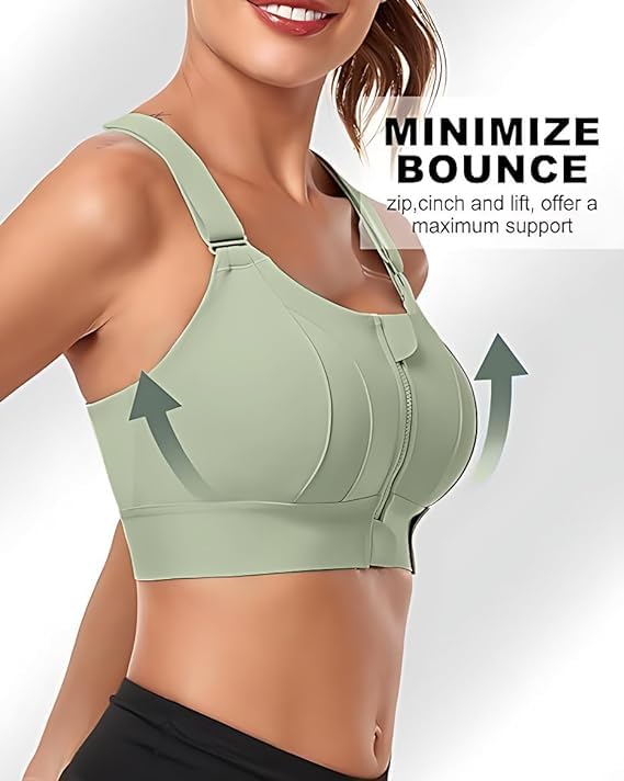 Shoppy Villa - high Impact Sports Bra for Heavy Breast Full Coverage | Gym Bras for Women Workout | Yoga Bra,with Front Zipper Seamless Bra Push up Bras for Women | Black | 2X-Large