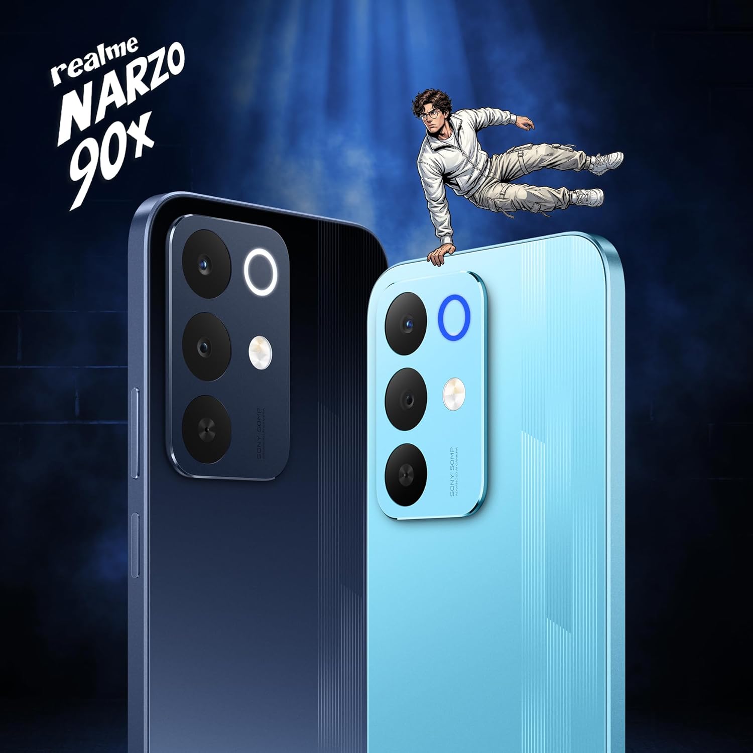 realme NARZO 90x 5G (Flash Blue,8GB+128GB) | 7000mAh + 60W Biggest Battery &amp; Fastest Charging in The Segment* | 144Hz Bright Display | Sony 50MP AI Rear Camera | AI Assist | 400% Ultra Boom Speaker
