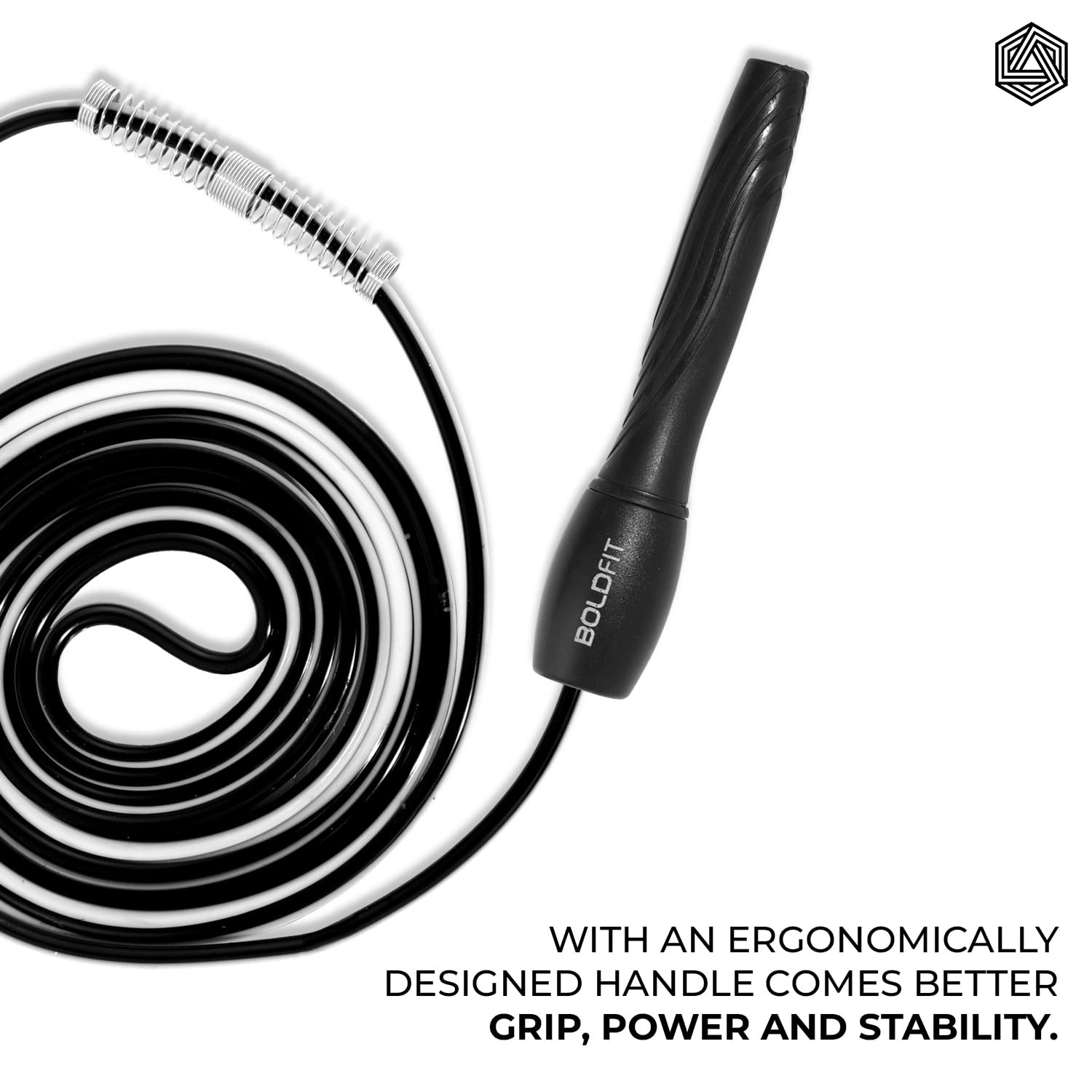 Boldfit Skipping Rope for Men and Women Jumping Rope With Adjustable Height Speed Skipping Rope for Exercise, Gym, Sports Fitness Adjustable Jump Rope Black
