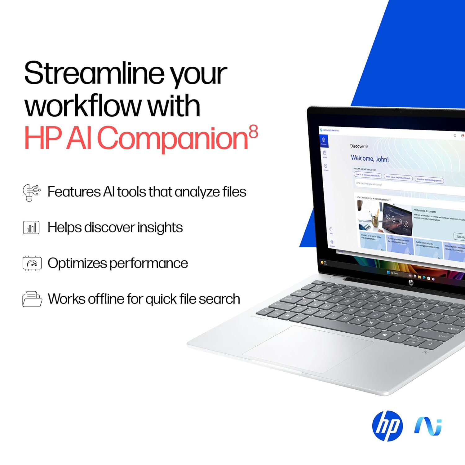 HP OmniBook 5 OLED (Previously Pavilion), Snapdragon X Processor (16GB LPDDR5x, 1TB SSD) 2K, 14''/35.6cm, Win11, M365 Basic(1yr)* Office24, Silver, 1.35kg, he0015QU, Light-Weight, Next-Gen AI Laptop