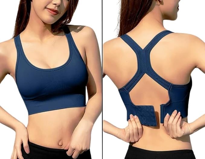 GLAMORAS Women Nylon Spandex Padded Non Wired Racer Back Sports Bra for Gym, Cardio, Zumba and Yoga | Everyday Active Wear for Girls | Size M to 2XL