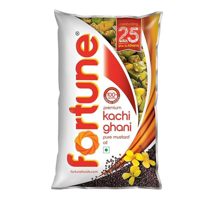 Fortune Premium Kachi Ghani Pure Mustard Oil, 1 ltr pouch..