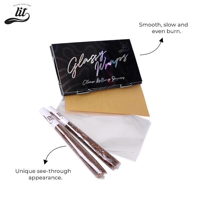 LIT Glassy Wraps 100% Natural Transparent Rolling Paper (50 Papers in 1 Pack)