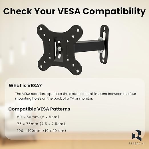 TV Wall Mount Stand for 12–27 Inch LED LCD TVs | Universal TV &amp; Monitor Single Arm Movable Wall Mount | Space-Saving Monitor Stand for Home, Office &amp; Bedroom