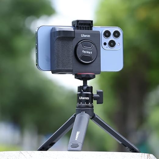 CapGrip II Smartphone Camera Grip Holder w Remote Control Shutter 1/4" Tripod Mount Phone Clip for iPhone 14 13 X Max Pro Samsung Google &amp; Android Phone Selfie Vlog Video Shooting Cold Shoe - CG01
