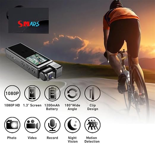 smars Pocket Body Camera | 1080P Full HD Rotatable Lens | Night Vision | Audio &amp; Video Chest Wearable Recorder