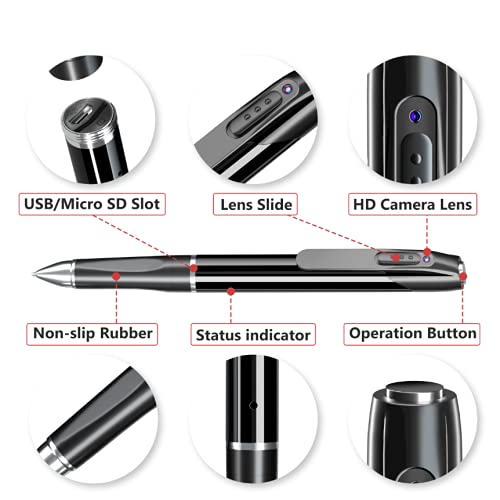 TECHNOVIEW Spy Hidden Camera Pen with Free 32GB Sd Card Spy Pen 1080P Full HD Video Audio Recording Indoor Outdoor Mini Cam for Home Security, Business &amp; Learning | 2023 Version