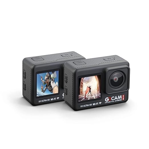 Digitek GoCAM DAC-101 5K 30FPS 48MP WiFi Action Camera with Dual Touch Screen, 150° Wide Angle, 6-Axis EIS, External MIC, Waterproof Case, 2×1350mAh Batteries &amp; Accessories Kit (Black).