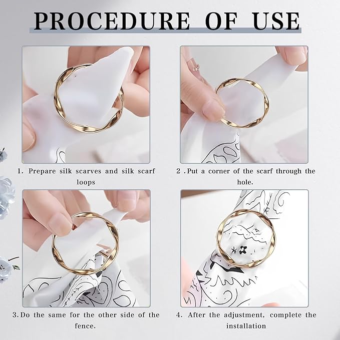 8PCS Scarf Ring Clip,Pearl Scarf Ring Buckle Clips,Circle T-shirt Ties Rings,Fashion Metal Circle Clip for Women Clothing,Clothes Decorative Accessories