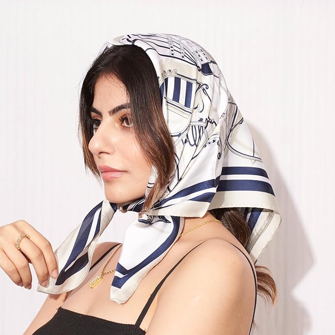 SALTY Abstract Square Scarf for Women | Head Scarf for Women Soft, Lightweight | Stole for women | Hair Scarf | Latest Scarves for Girls | Spring, Summer &amp; Fall Fashion Accessory