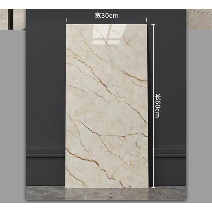 HEBEZON Marble Floor Peel Stick Tiles PVC Waterproof Self-Adhesive Vinyl Flooring Sticker Wall Backsplash Tiles for Bathroom Bedroom Kitchen Living Room Home(10 Pcs)60x30cms
