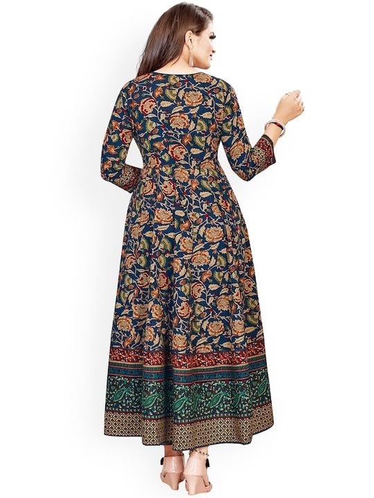 Women&amp;#039;s Rayon Block Print Anarkali Dress, Traditional Indian Style, Multipurpose Occasion Wear