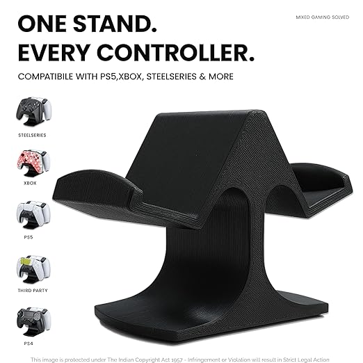 Dhanishtha  Double Controller  Stand  for  Desk   Xbox  Controller  Stand  | Gamepad &amp;  Gaming  PS5  Setup  Accessory | Compatible with Xbox ONE, PS5, PS4, PC, Steelseries | with Padded Base