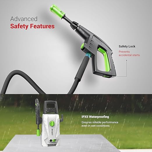 Dylect® Ultra Flow Plus High Pressure Car Washer Pump, 1900W Motor, 140 Bar Pressure, 6.5L/Min Flow Rate, Upright Design for Car, Bike Home Cleaning, Now with 8M Outlet Hose, Includes 11 Accessories