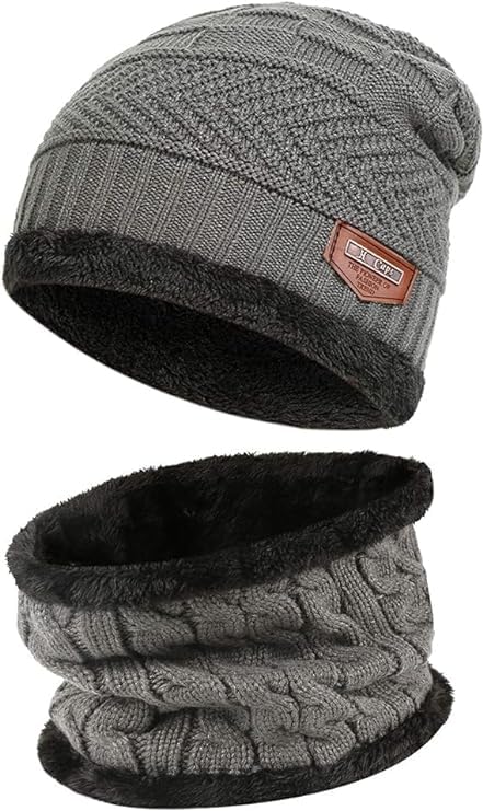 Fitness Mantra® Sports Winters Cap &amp; Muffler for Men &amp; Women| Beanie Cap| 1 Set| (Multicolor)