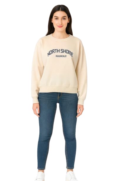 STARTUP Woman Sweatshirt For Winter, Casual Winters Wear Fleece Pullover With Round Neck &amp; Full Sleeves, Stylish Printed Sweat shirt, Aesthetic Streetwear, Everday Comfort