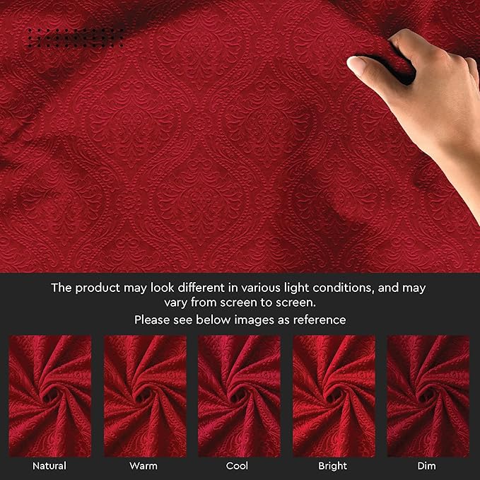 Encasa XO Embossed Velvet Fabric Material by Meter Red | Sofa Cloth Material | Unstitched Fabric for Making Cushion Cover, Sofa Cover, Backdrop| 175 GSM, Width 54 Inches | Order by Meter