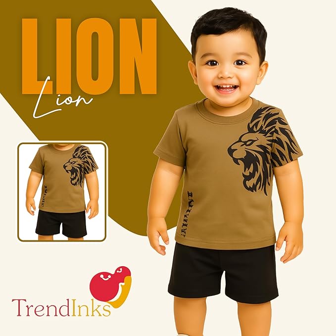 TrendInks Kids Clothes for Boys | Cotton Kids Dress Sets | Lightweight Breathable Kids Dress with Attractive Print | Stylish Baby Boy Dress with T-shirt and Shorts Regular Wear Summer Kids Clothes