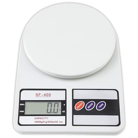 Btag SF-400 Digital Kitchen Weighing Scale | 10Kg x 1g Precision | Food Scale with LCD Display for Cooking, Baking, Meal Prep &amp; Healthy Diet | Compact Electronic Weight Machine for Home Use.(White)