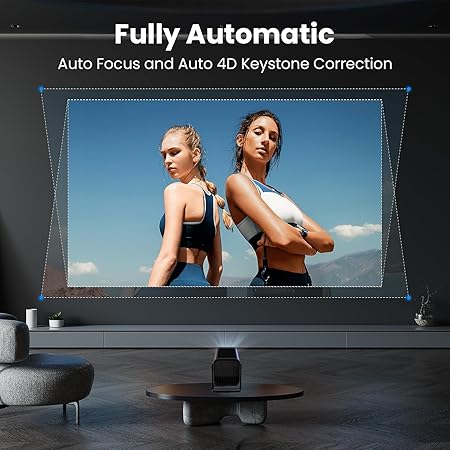 WZATCO Yuva Go Pro Fully Automatic Native 1080P Android 13.0 Smart Projector, Auto Focus, Auto 4D Keystone, 4X Brighter, 4K HDR Support, Rotatable Design, WiFi 6 &amp; BT, Screen Mirroring, ARC