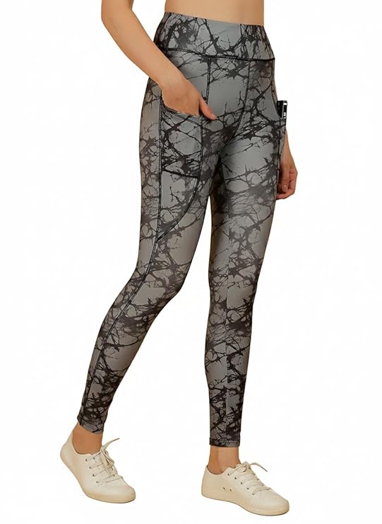 FYTTE Women's Dry Fit Tie Dye Printed Leggings – Athletic Sports Tights for Workout &amp; Activewear, Blue Tie Dye