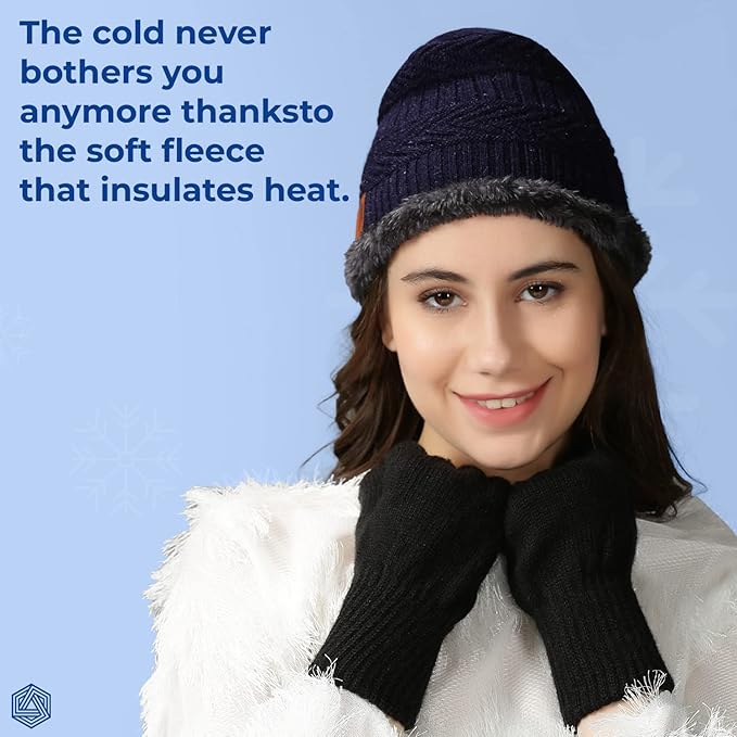 Boldfit Woolen Winter Cap for Women &amp; Men in Winter for Thermal Wear Stylish Soft Caps for Boys &amp; Girls for Warm Wear Head hat Garam Topaa cap's Breathable Lightweight Windproof with hand gloves