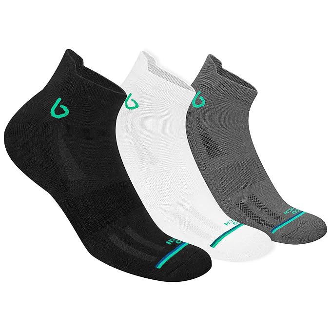 BAMBOS Bamboo Socks for Men Anti-Microbial Ultra Soft Padded Ankle Socks, Pack of 3