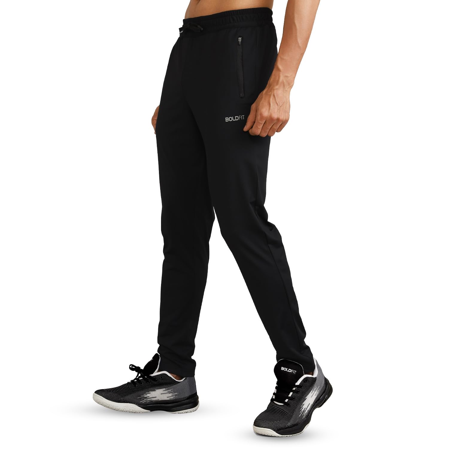 Boldfit Track Pant for Men Slim Fit Joggers for Men for Running, Gym Sports Lower for Mens Boys Summer Track Pants for Men Multipurpose Mens Lower Activewear Trousers, Night Pants for Men -Black M