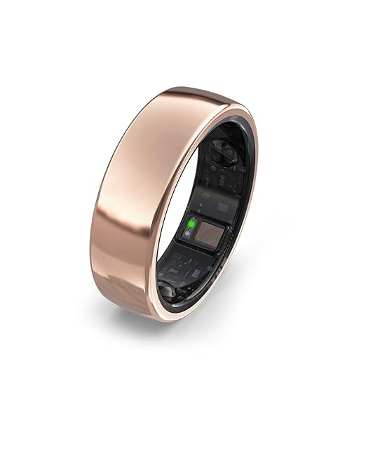 aabo Ring, Health Fitness Tracker Smart Ring, Advanced Sleep Monitoring, Stress Activity Tracking, Titanium, IP68 Waterproof (Wireless Charging, Radiant Rose Gold, 8)