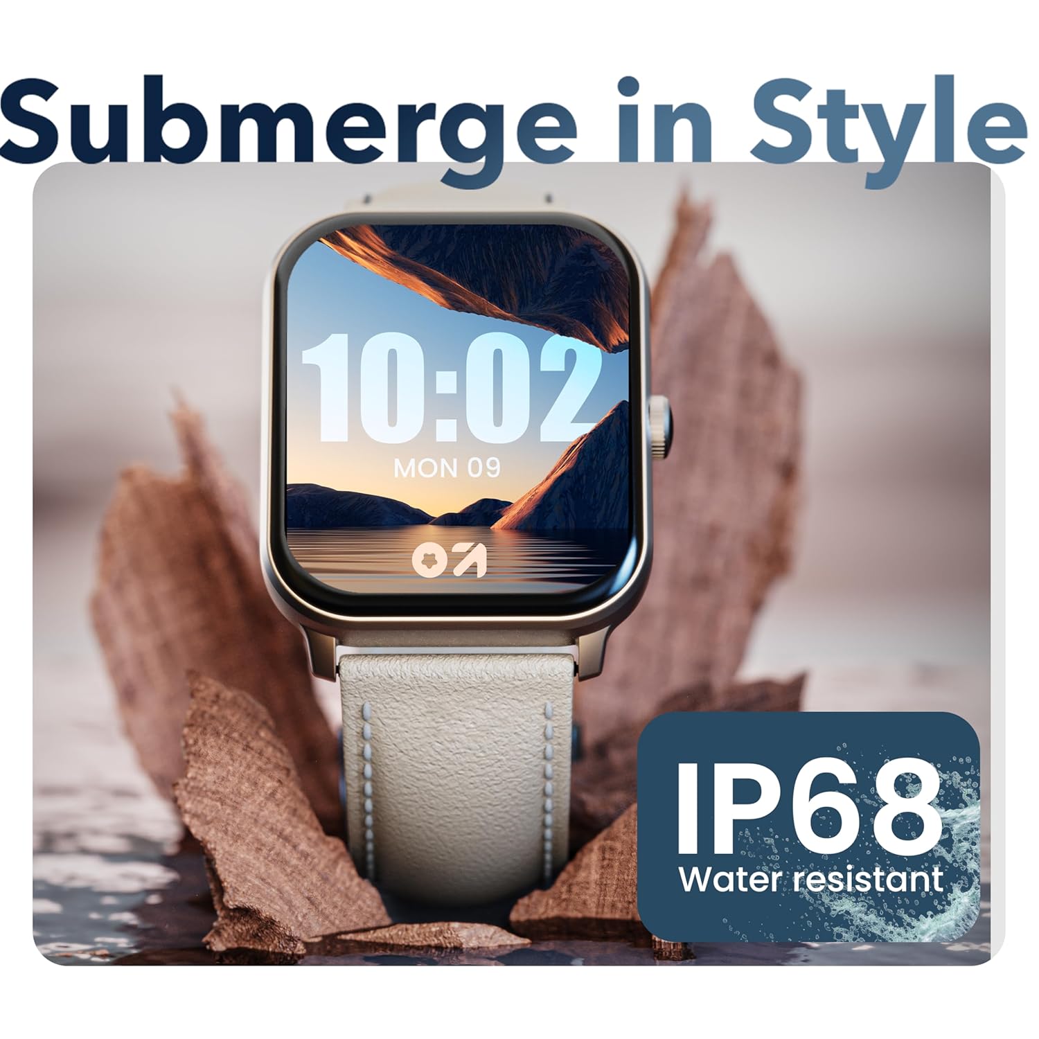 GOBOULT Drift+ Smart Watch 1.85 HD Screen, Bluetooth Calling, IP67, 500Nits Brightness,150+ Watch faces, AI Voice Assistant, SpO2 Monitoring, 100+ Sports Mode Smartwatch (Snow Leather)