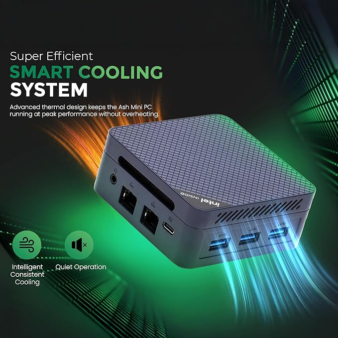 SKULLSAINTS Ash Mini PC – 13th Gen Twin Lake N150, 16GB LPDDR5, Triple Display (HDMI/DP), M.2 NVMe, WiFi 5, Bluetooth 5.2, USB 3.2, Ultra-Compact (13th Gen N150, 512, GB, Windows 11 Pro, 16, GB)