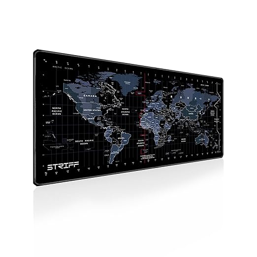 STRIFF World Map Extended Size (800 mm x 300 mm x 2 mm) Gaming Mouse Pad| Desk Mat | Stitched Edges| Non-Slip Rubber Base|Computer Laptop|Keyboard Mouse Pad for Office &amp; Home