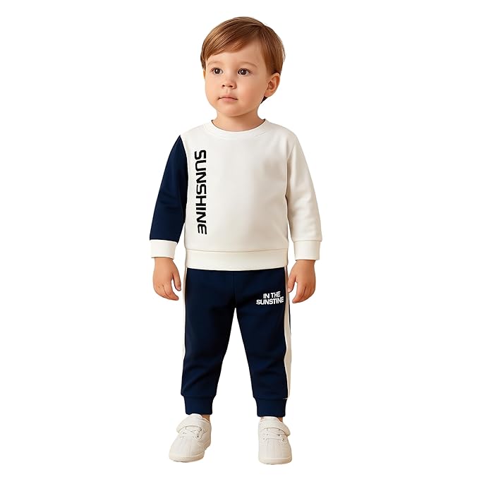 NOVA BLOOM Kids Clothes for Boys | Cotton Printed Sweatshirt and Pants Set, Lightweight Breathable Kids Dress Boy Outfit, Comfortable Baby Boy Dress for Summer and Winter Wear
