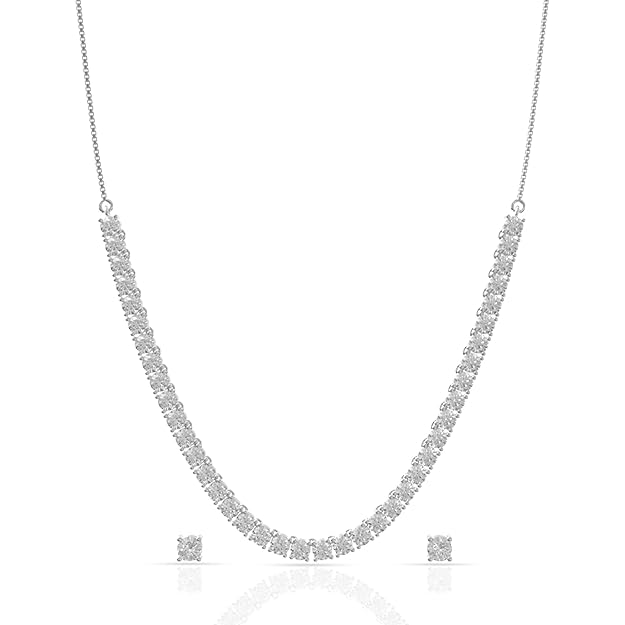 ANAYRA 925 Sterling Silver Necklace Set for Women | Hallmark Certified Silver | Silver Fashion Jewellery for Women | Great for Gifting